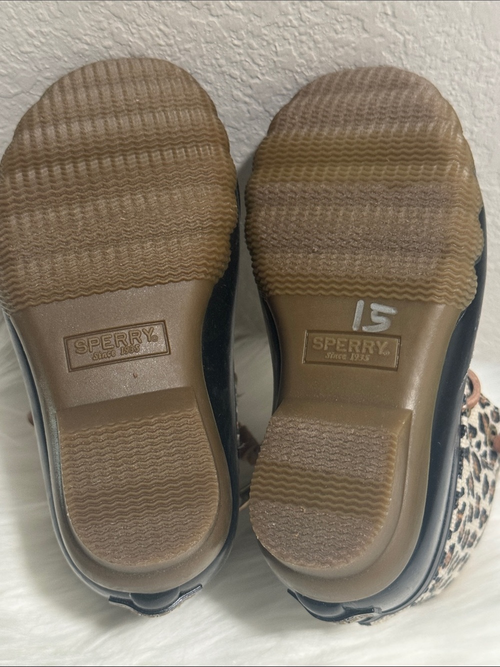 Sperry Girls Leopard Print Waterproof Rain Boots - Black/Brown/Tan - Picture 6 of 7